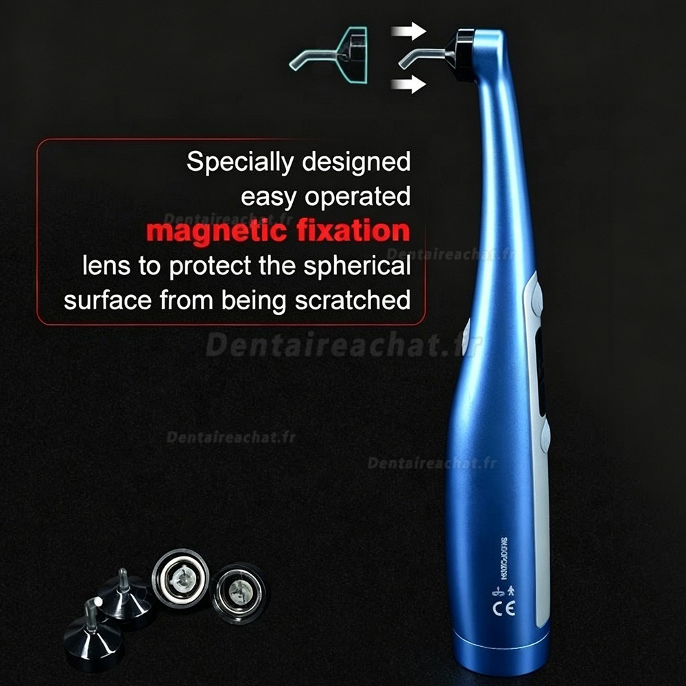Lampe &agrave; polym&eacute;riser dentaire LED Mecco Dolphin avec radiom&egrave;tre LED int&eacute;gr&eacute; et lentille de micropolym&eacute;risation